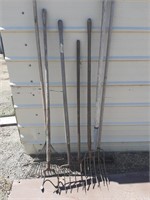 Pitch forks garden tools