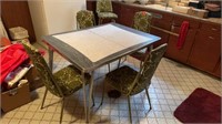VINTAGE TABLE AND 4 CHAIRS, BAR STOOL