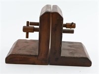 Wooden carved figural vise/clamp bookends