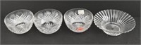 (3) cut crystal side bowls and (1) Heisey side