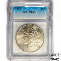 1935 Silver Peace Dollar ICG MS64