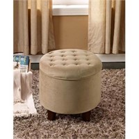 Round Button-tufted Storage Ottoman