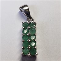 S.Silver Genuine Emerald Pendant