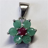 $120, S.Silver Ruby and Emerald Pendant