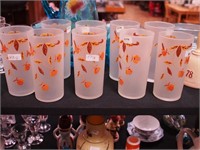 Nine frosted Autumn Leaf tumblers, 5 1/2" high
