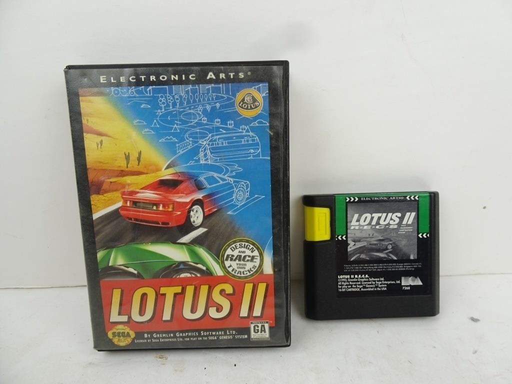 Sega Genesis Lotus II Race Game Cartridge & Case
