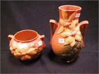 Two pieces Roseville Clematis pottery: