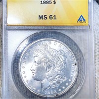 1885 Morgan Silver Dollar ANACS - MS61