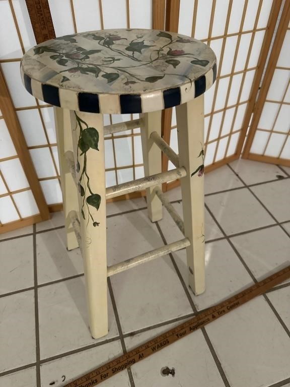 Wooden Hand-painted Stool