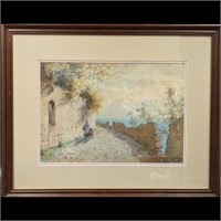 Mid-Century Modern Signed C.K. Wood Watercolor
