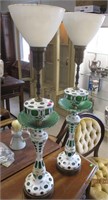 Green & White Bohemian Glass Lamps