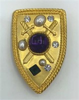 PARK LANE Shield Purple Glass Crystal Brooch