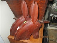 Wooden Rabbit Figures Bookends