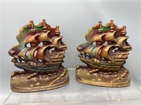 Cast-iron ship book ends