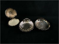 Vintage Silver Plated Clam Shell Condiment Dishes