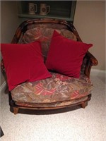 Schnadig Chair with 2 Red Pillows -Wear on back