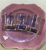 3 Royal Canadian drink mix measures & purple plate