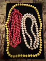 3 vintage bead necklaces