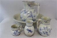 5 pc Westhead Moore & Co. Dragonfly Porcelain