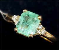 $3695 10K  Colombia Emerald 1.5Ct Natural Diamond(