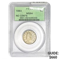 1883 Liberty Victory Nickel PCGS MS64 No Cents