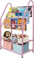 aboxoo Children's Bookshelf 5-Tiers Pink.