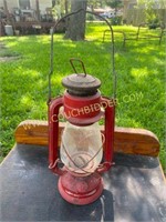Antique red lantern - cracked lense