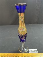 Hand Painted Bohemian Twisted Stem Vase