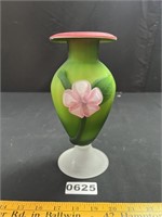 Hand Painted Satin Glass Flower Vase