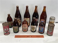 Assorted Vintage Paper Labeled Beer Bottles &