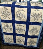 New Blue Hand Embroidered Quilt