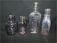 4 lavender glass bottles: Thomson's Malted Milk -