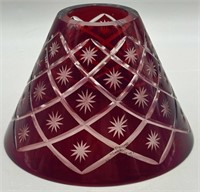 Bohemian Glass Ruby Cut to Clear Lamp Shade