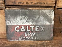 Original Caltex RPM Tin Rack Sign
