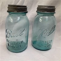 2 Blue Ball Jars #'s 8 and 14