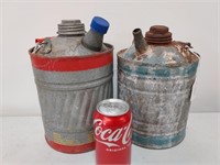 Two Vintage Small Metal Gas Cans