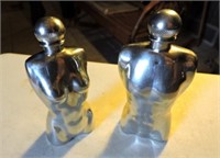 Alchemy English pewter flasks, male and female