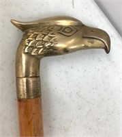 Wooden 3pc Cane w/Brass Eagle Head 35.5"