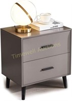 OBERICOL Nightstand  2-Drawers Side Table Grey