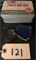Boy Scout First Aid Kit and Magnifying Glass