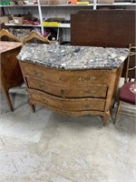 MARBLE TOP BOMBAY CHEST, MARBLE DAMAGED