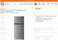 W108  Magic Chef Mini Refrigerator 18.5 W 4.5 c