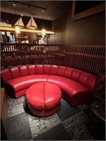 RED LEATHER CURVED SEATING SET