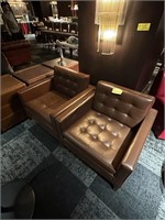 BROWN LEATHER ARM CHAIRS