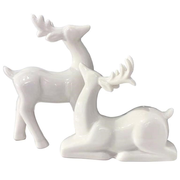 WF6045  QIAOIDEA Reindeer Figurines, Porcelain, Mi