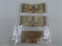 3 Confederate Georgia Notes, $2 & 1 - 50 Cents