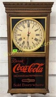 Contemporary Coca-Cola clock w/key & pendulum-