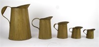SET OF FIVE GRADUATED TOLE WARE PITCHERS