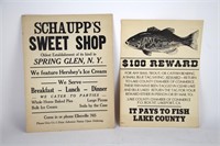 TWO VINTAGE PAPER SIGNS