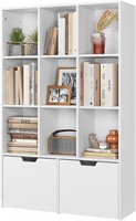 IDEAKHOUSE White Bookshelf with Drawers